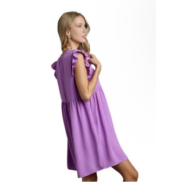 Umgee Orchid V-Neck Ruffle Shift Dress Size S NWT - Picture 2 of 5